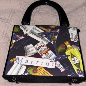 Martini Themed Mini Evening Bag - Black